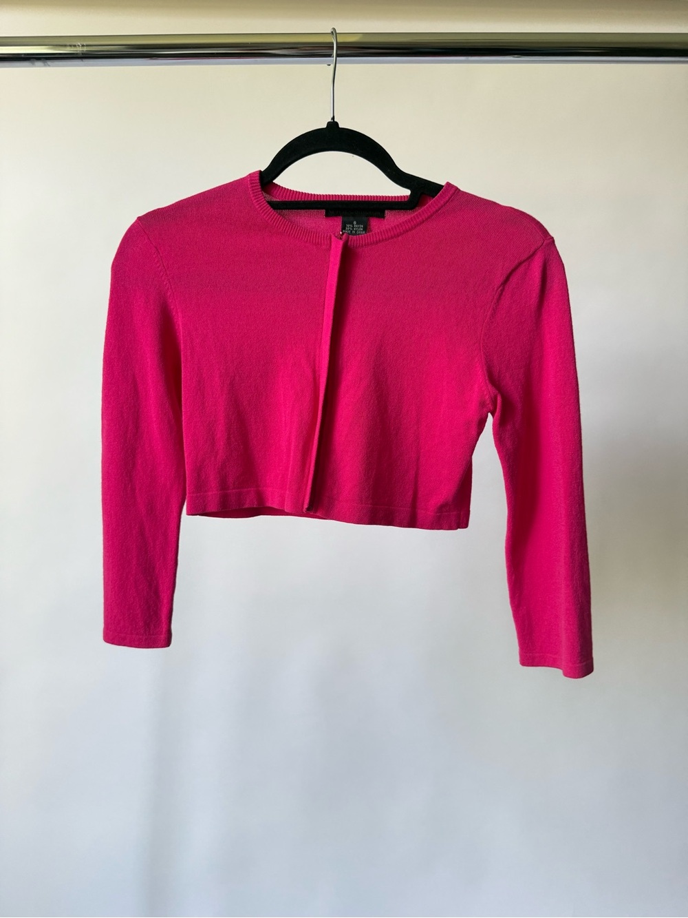 Guess Cropped Hot Pink Open-Front Cardigan